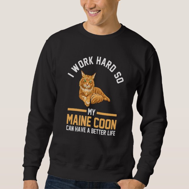 Cat Maine Coon Lång Ärmad Tröja (Framsida)