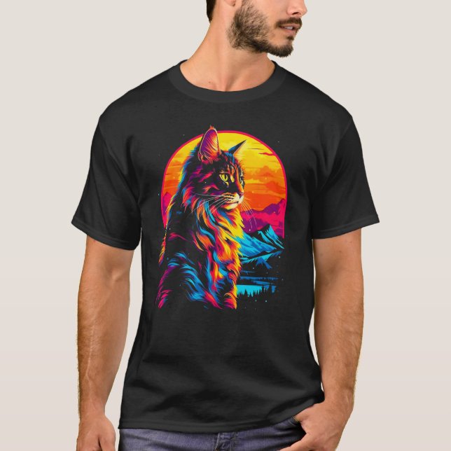Cat Maine Coon T Shirt (Framsida)