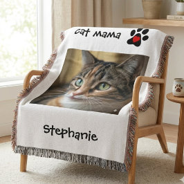 Cat Mama Foto med hjärta tassavtryck Filt