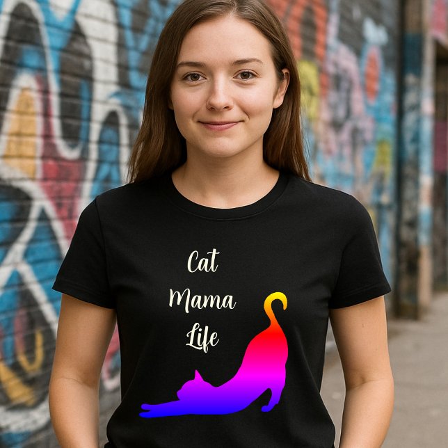 Cat Mama Life - Kattstretch T Shirt (Skapare uppladdad)