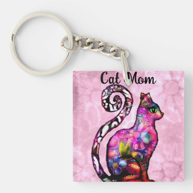 Cat Mamma Abstrakt Whimsical Cat Kattunge Art (Framsidan)