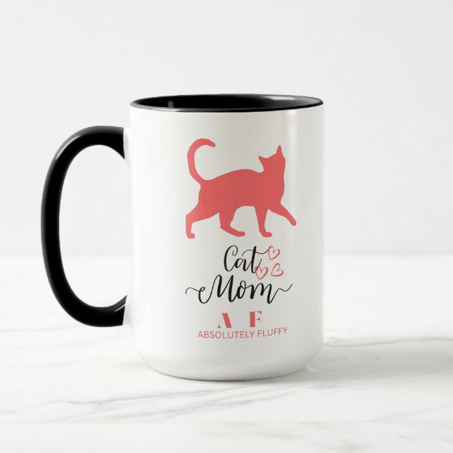 CAT MAMMA AF absolut fluffy med rosa katt Mugg (Vänster)