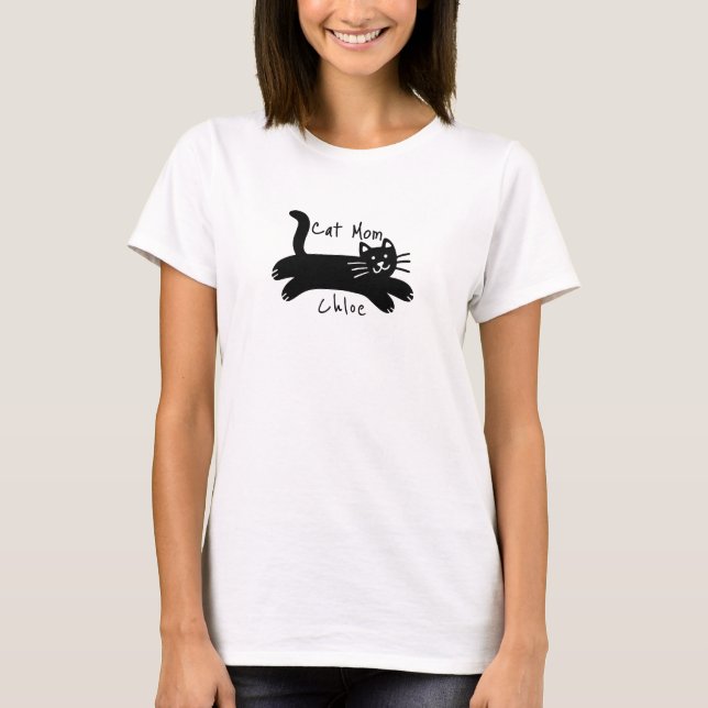 Cat mamma anpassningsbar cat namn t shirt (Framsida)