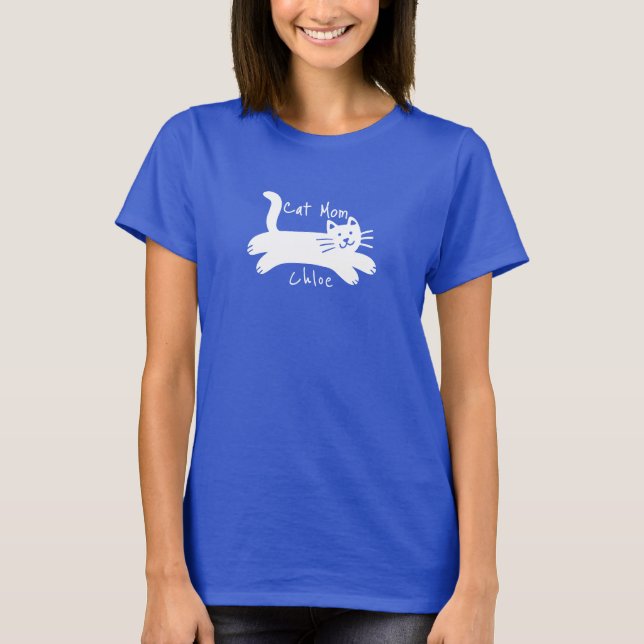 Cat mamma anpassningsbar cat namn t shirt (Framsida)