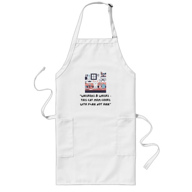 Cat Mamma Apron, Mors dag Gift Långt Förkläde (Framsidan)