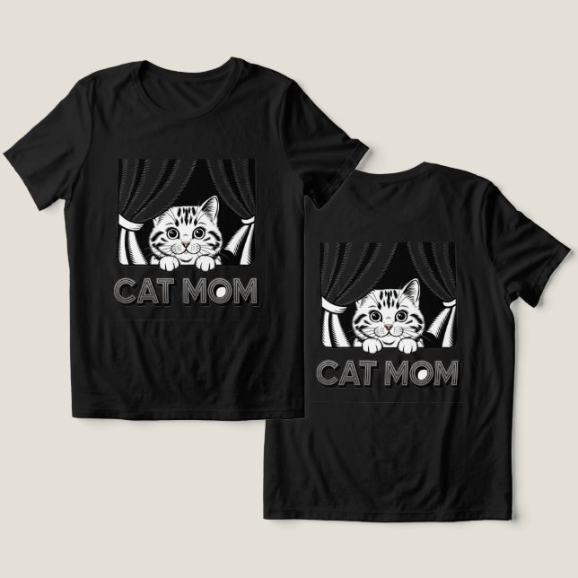 Cat Mamma Black T-Shirt (Design fram och bak)