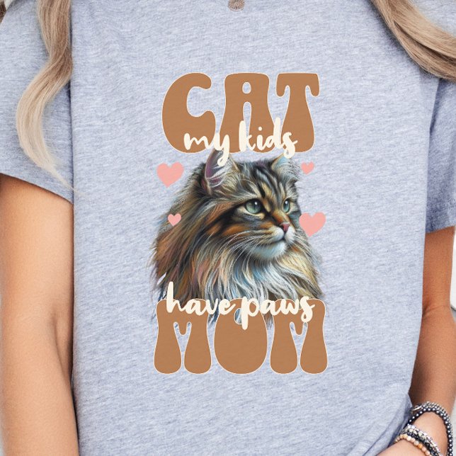 Cat Mamma, Cat Mamma, Cat Lover Retro Stil T Shirt (Cat Mom My kids have paws Retro)