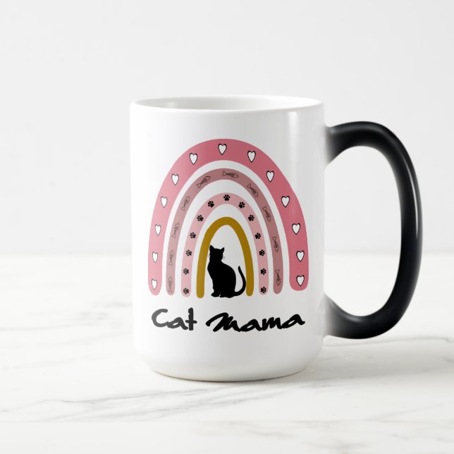 Cat Mamma, Cat Mamma Rainbow, Cat Mamma Gift Magisk Mugg (Höger)