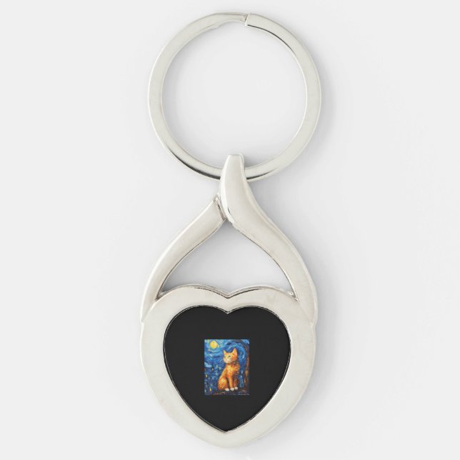 Cat Mamma, Cat Pappa Twisted Heart Silverfärgad Nyckelring (Framsidan)