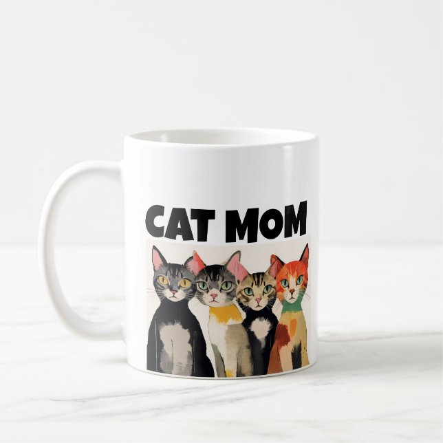 CAT MAMMA COLORFUL CATS ART KAFFEMUGG (Vänster)