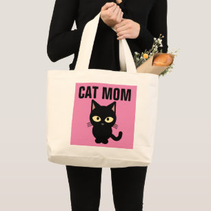 CAT MAMMA CUTE BLACK CAT TOTES JUMBO TYGKASSE