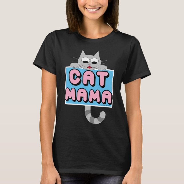 "CAT-MAMMA" Cute Cat Lover T-skjorta T Shirt (Framsida)