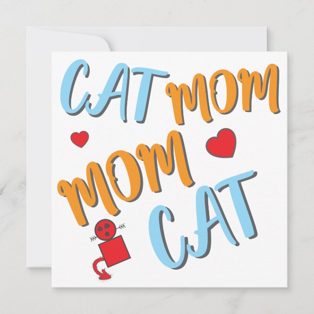 Cat Mamma Cute Kattdjur med tillval för anpassning (Framsida)