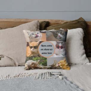 Cat Mamma Cute Modern Personlig Pet Photo Collage Kudde
