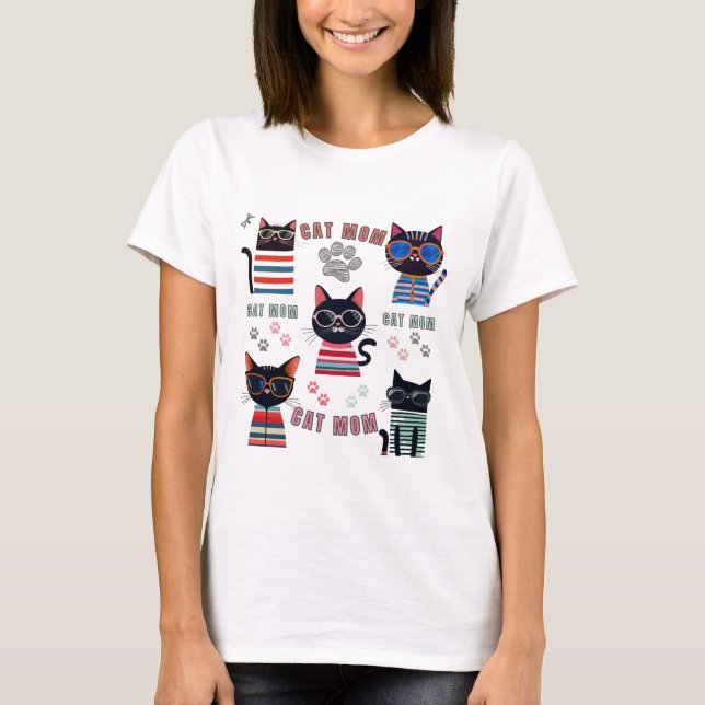 Cat Mamma - Cute & Mysigt Design for Proud Cat Lov T Shirt (Framsida)