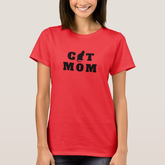 Cat Mamma Cute Silhouette T Shirt (Framsida)