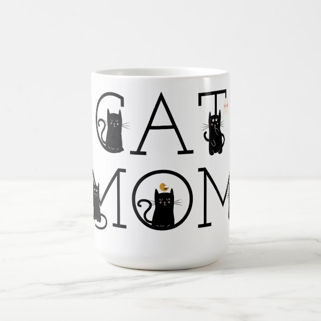 Cat Mamma Cute Svarta katter Coffee Mugg (Center)