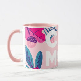 CAT MAMMA, ditt foto, Rosa Flowers & Löv Mugg