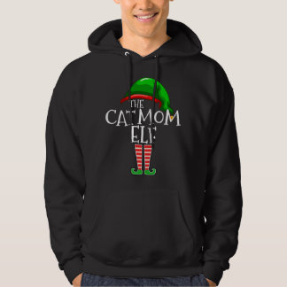 Cat Mamma Elf-matchningen av familjejulgåvan Mamma Hoodie