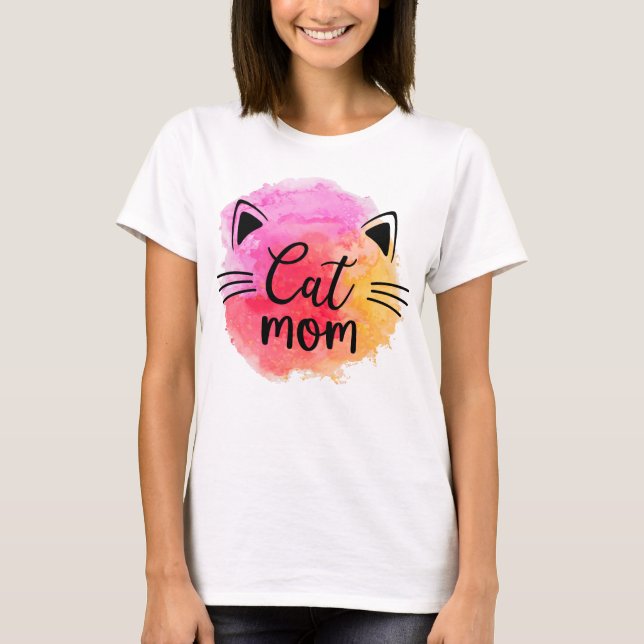 Cat mamma färglös katt ansikte t shirt (Framsida)