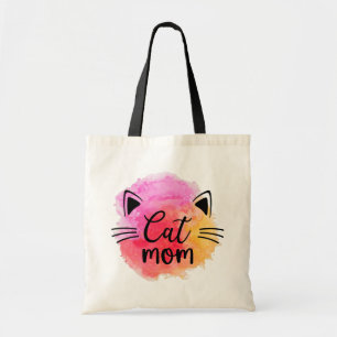 Cat mamma färglös söt katt ansikte tygkasse