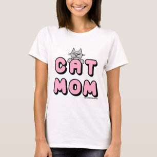 "CAT MAMMA" Fet Rosa Skriv ut T Shirt