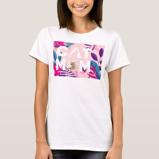CAT MAMMA, foto, Rosa Flowers & Löv T Shirt (Framsida)