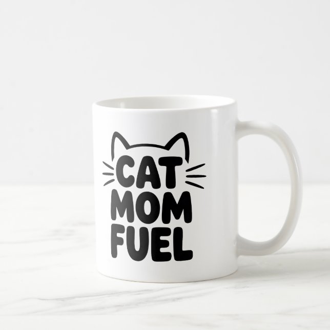 Cat Mamma Fuel Coffee Mugg - Funny Cat Parent Gift (Höger)