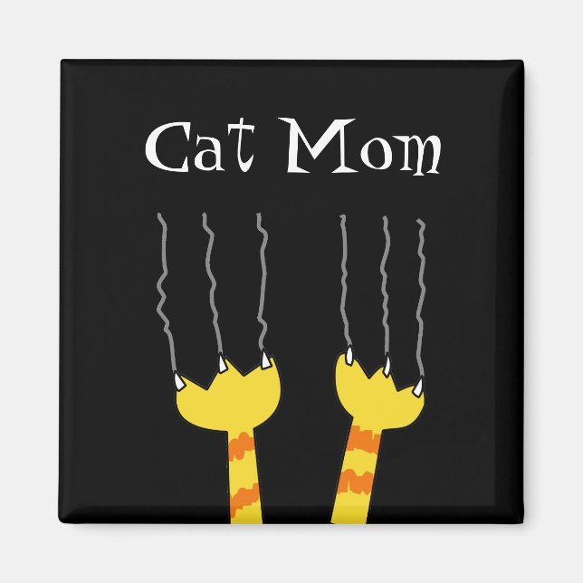 Cat Mamma Funny Cat Scratch Whimsical Kattunge Mag Magnet (Framsidan)