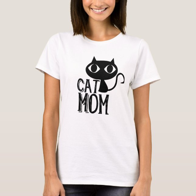 Cat Mamma Funny cat silhouette söt T Shirt (Framsida)