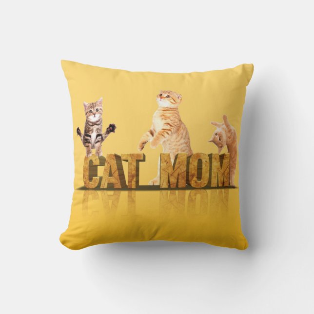Cat Mamma Gift | Katt mamma-skjorta | Kattgåva Kudde (Framsida)