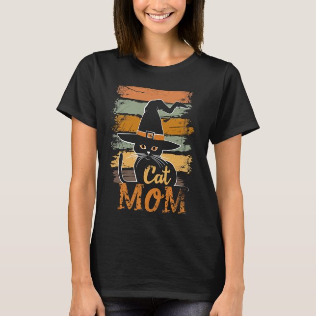Cat Mamma Halloween T Shirt (Framsida)