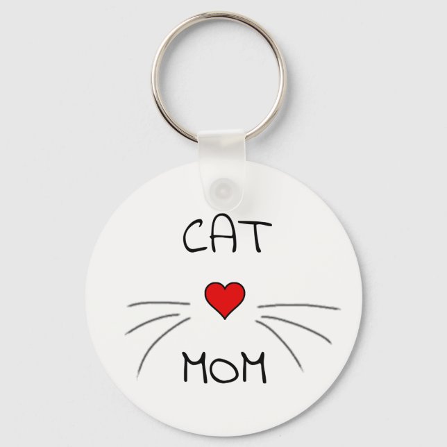 Cat Mamma Heart and Whiskers Nyckelring (Framsida)