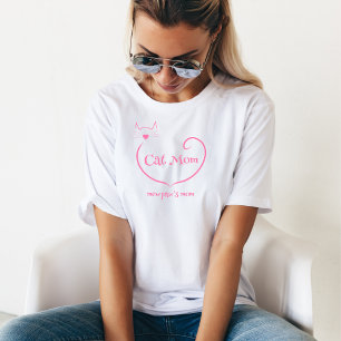 Cat Mamma Kärlek Shape and Rosa Simple Script T Shirt