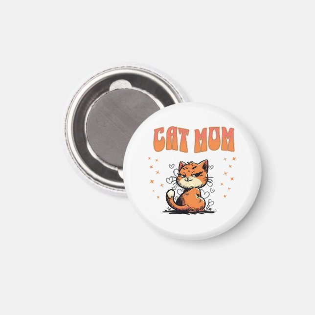 Cat Mamma | Kattunge Älskare | Pet Mamma Magnet (Front/Back)