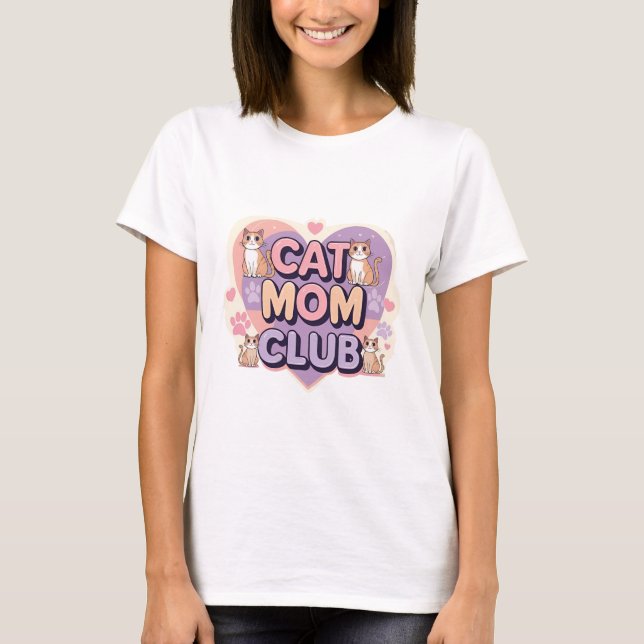 Cat Mamma Klubb - Cute Retro Stil Kvinnors T-Shirt (Framsida)