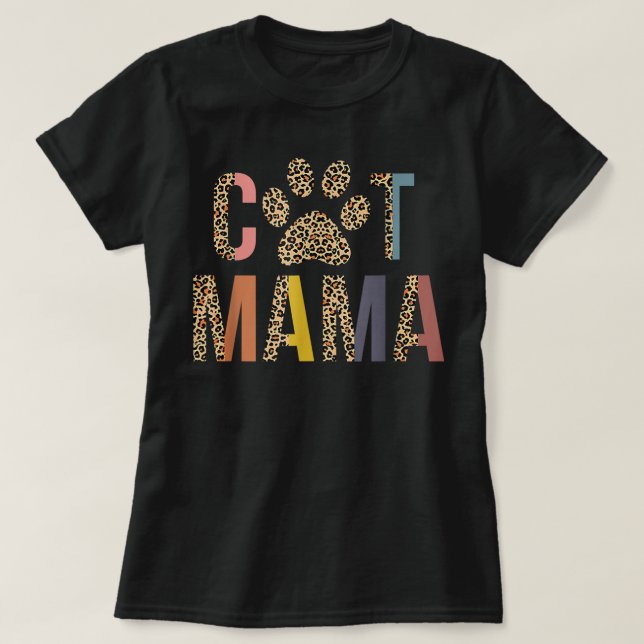 Cat Mamma Leopard Mamma Pets Kitten Tass Älskare C T Shirt (Design framsida)