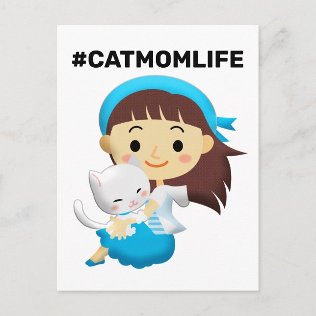 CAT MAMMA LIFE ART POSTCARDS VYKORT (Framsida)