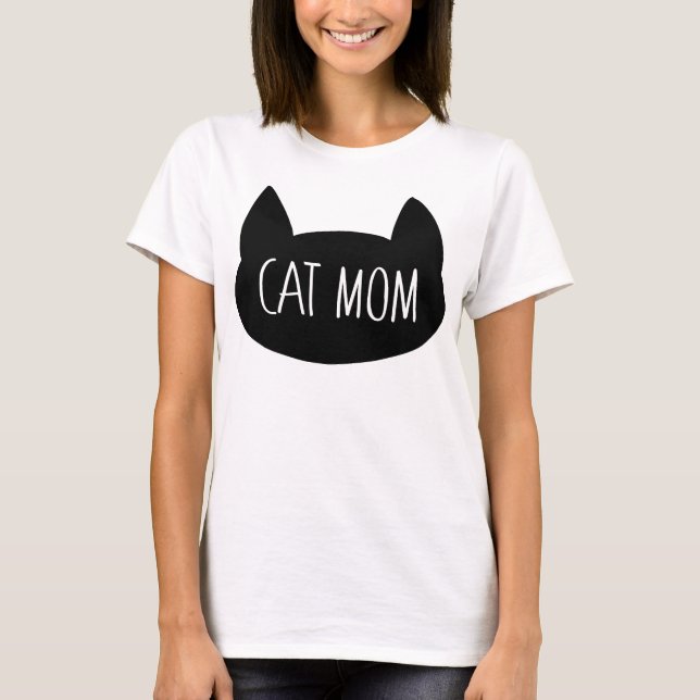 Cat mamma lustig silhuett t shirt (Framsida)