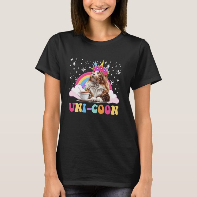 Cat Mamma Maine Coon UNI-COON Funny Main Coon Mamm T Shirt (Framsida)