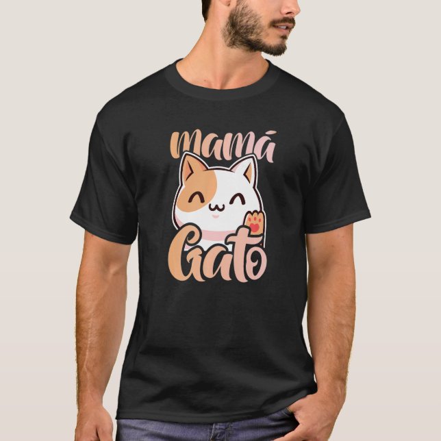 Cat Mamma Mamá Gato T Shirt (Framsida)
