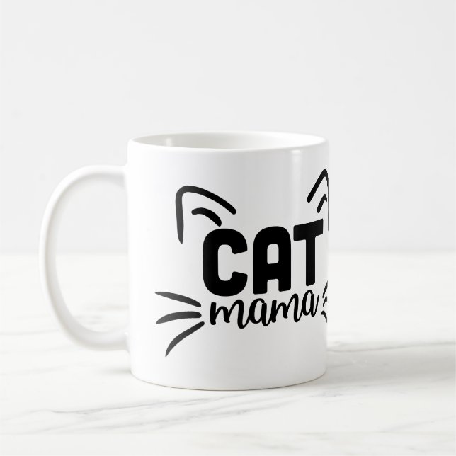 Cat Mamma med Öron Coffee Mugg - Cute Cat Mamma Gi (Vänster)