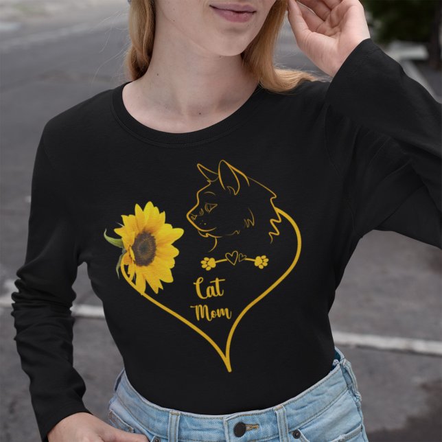 Cat Mamma med solrosbläckstråle över Mors dag T Shirt (Skapare uppladdad)