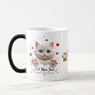 Cat Mamma Morphing Mugg - Cute White Kitten med hj