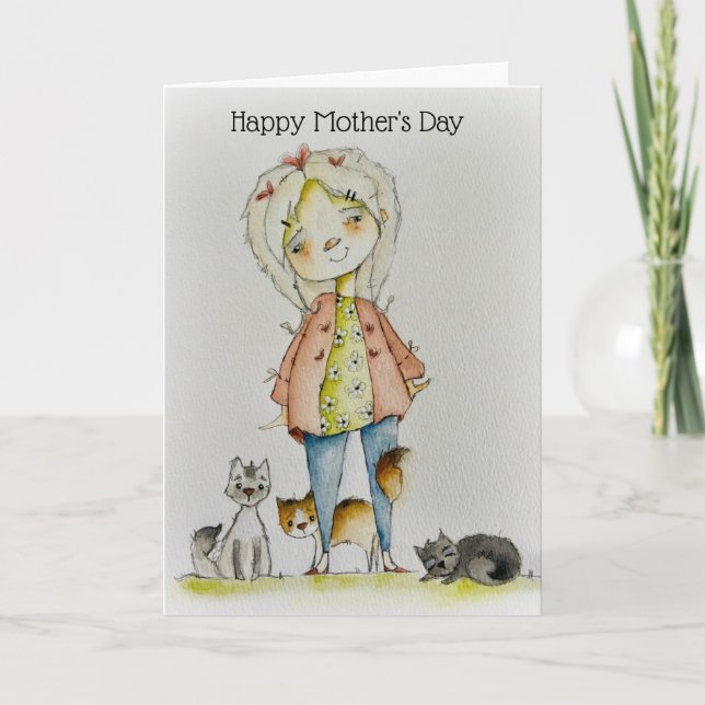 Cat Mamma Mors dag-kort Tack Kort (Framsida)