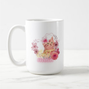 Cat Mamma Mugg - Cute Blommigt Kitten Kaffe Kopp