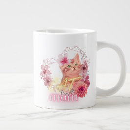 Cat Mamma Mugg - Cute Blommigt Kitten Kaffe Kopp Jumbo Mugg
