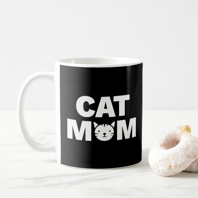 CAT MAMMA Mugg (Svart) (Med munk)