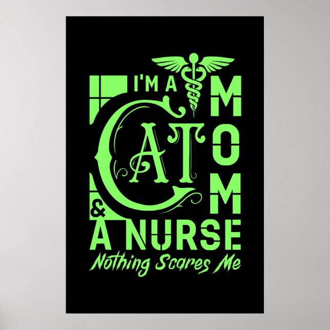 Cat Mamma Nurse - Funny Gift for Nurses & Cat Love Poster (Framsidan)