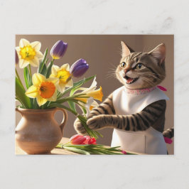 Cat Mamma ordnar Flowers Mors dag Helg Vykort